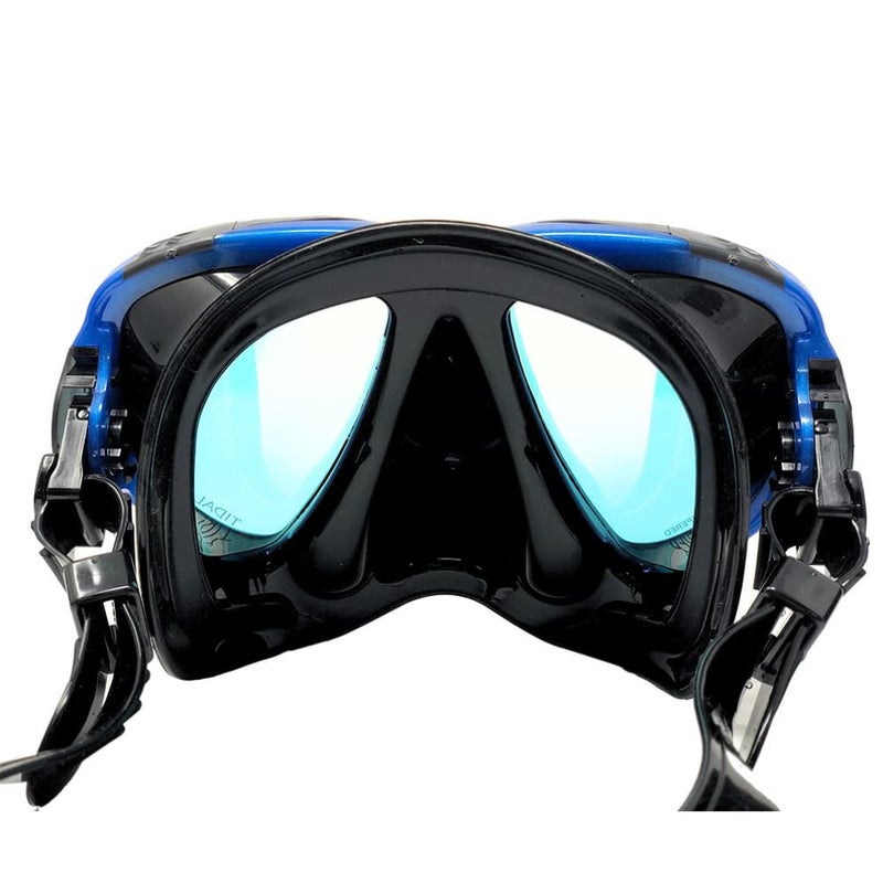 Pro Shot Tidal Mask for Snorkeling and Scuba Diving Best Anti-Fog Technology Blue/Black/Tinted Lens (Blue Reflective Lens) - Image 2